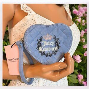 Juicy Couture Royal Couture Blue Zip Around Logo Wristlet Bag NWT